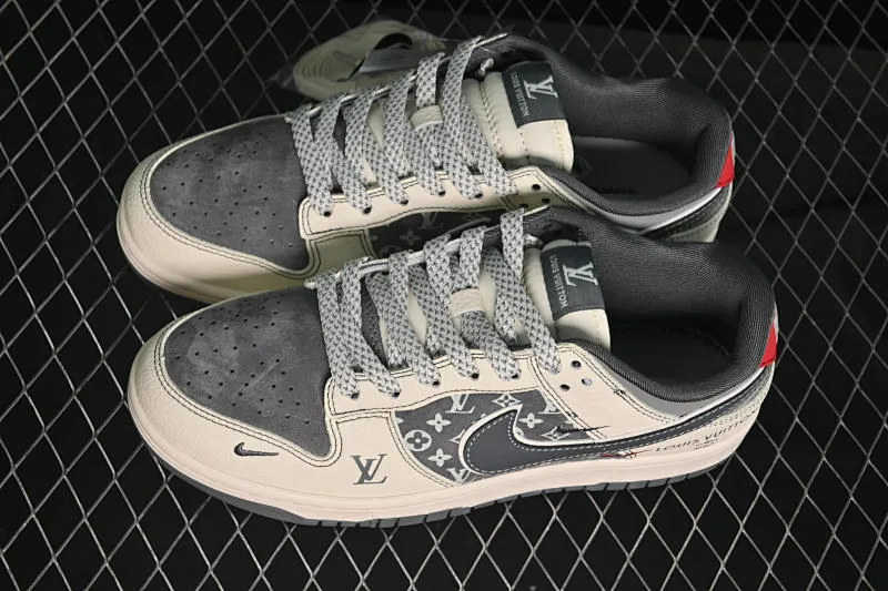 All categories Nk SB Dunk Series Nk SB Dunk Low High-end customized low-top sneakers Nike SB Dunk Low LV co-branded gray and red hook Anniversary high-end customized low-top casual sneakers YX5066-367